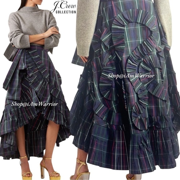 J.Crew Collection NWT tartan plaid taffeta ruffle wrap skirt *shop@iamwarrior - Picture 7 of 11